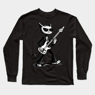 Funny Guitar Cat Rock Sunglasses Cat Playing Guitar Cool Cat Long Sleeve T-Shirt